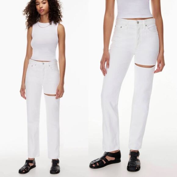 Agolde Lana Slice Straight in Element (white) Size 30 High Rise Button Fly - Picture 11 of 16